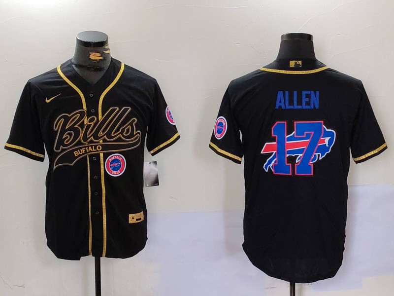 Men Buffalo Bills 17 Allen Black Joint Name 2024 Nike Limited NFL Jersey style 9102